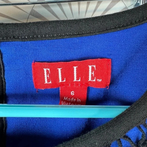 Elle Women’s Royal Blue Dress with Black Crochet Top and Black bottom Hem Size 6 - Picture 4 of 4